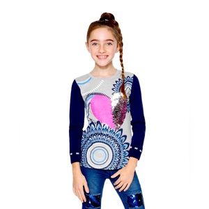 DESIGUAL | Girl’s Madagascar Long Sleeve T-shirt with Sequins